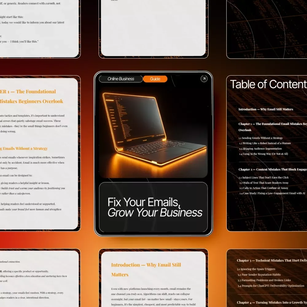 Fix Your Emails, Grow Your Business — Email Marketing eBook, Email Strategy Guide, Deliverability Checklist, AI Email Optimization | Digital Download