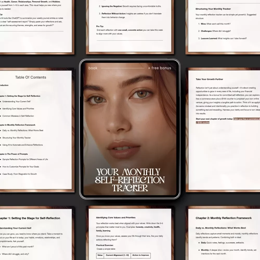 Your Monthly Self-Reflection Tracker | Monthly Self Reflection Tracker eBook & Personal Growth Journal Guide