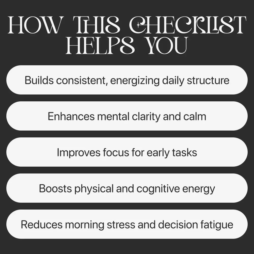 A Morning Routine That Powers Focus | Printable Checklist for Productivity, Daily Ritual Planner, morning routines that fuel focus, Digital Download
