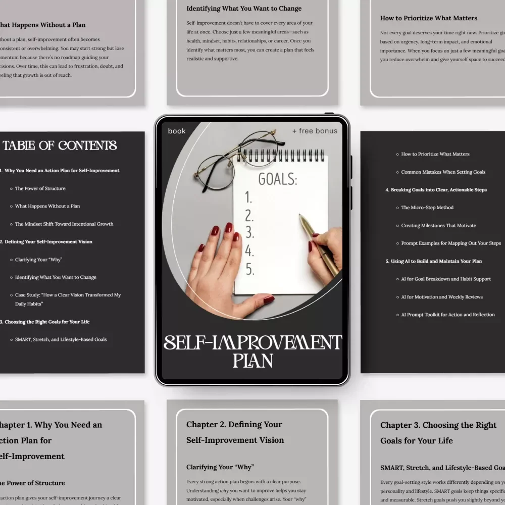 Your Self-Improvement Plan | Printable Goal-Setting eBook | Step-by-Step Digital Guide on How to Create an Action Plan for Self-Improvement