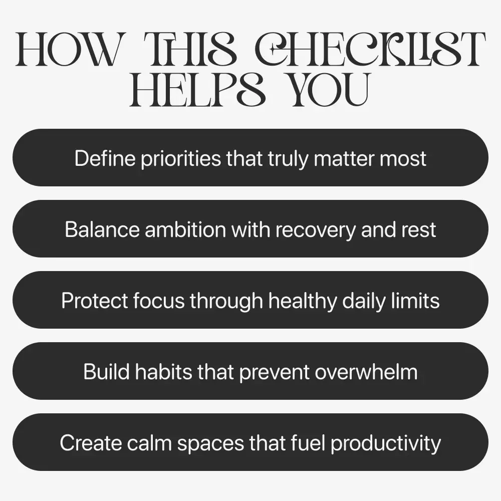 Burnout-Proof Goal Getter | Printable Productivity Checklist | Digital Download for Balanced Success | Learn How to Avoid Burnout While Pursuing Goals