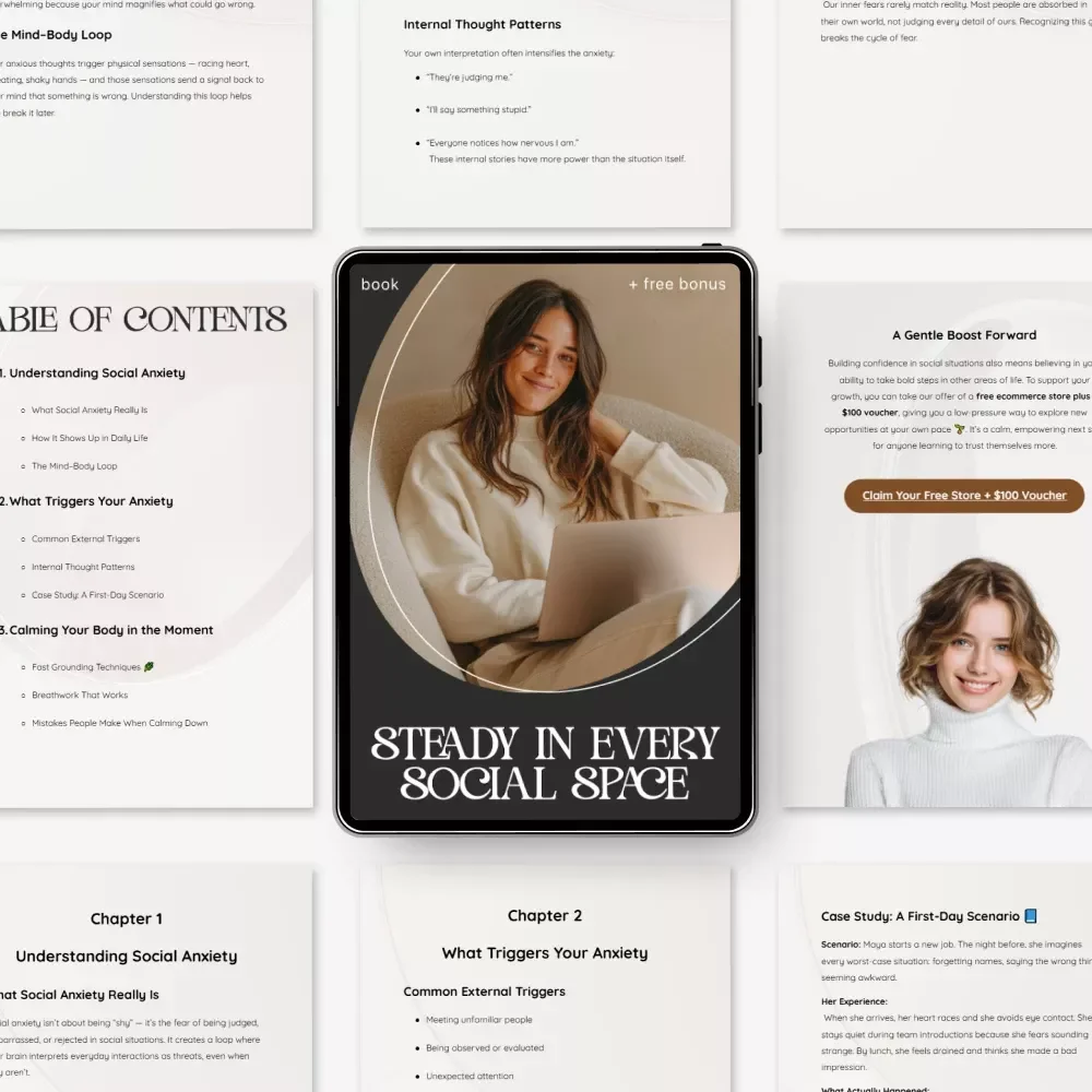 Steady in Every Social Space – eBook Guide on how to deal with social anxiety, Build Social Confidence & Stay Calm in Any Situation | Digital Download