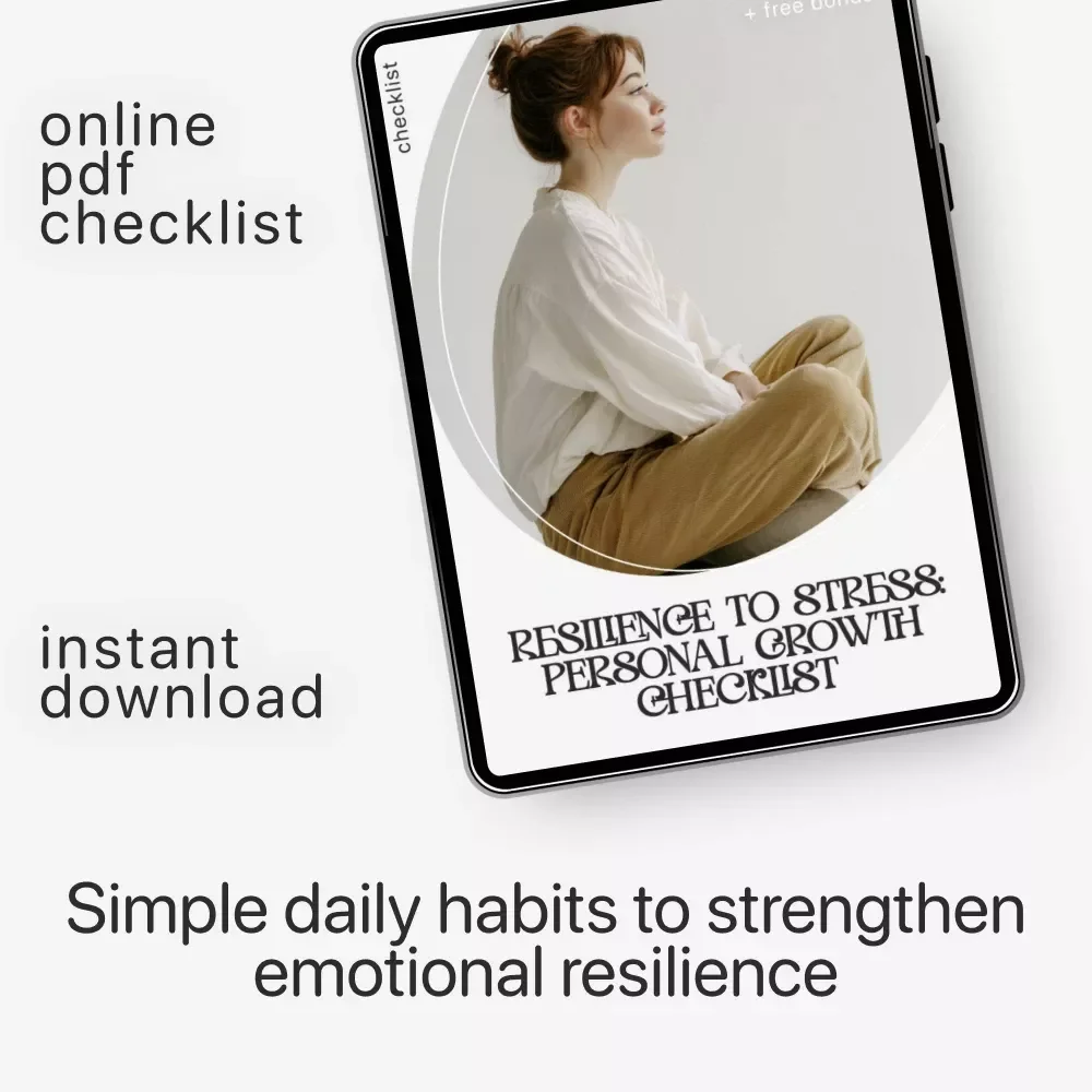 Resilience to Stress: Personal Growth Checklist | Printable Self-Improvement Guide for Emotional Strength & Mental Wellness | Digital PDF on How to Build Resilience to Stress