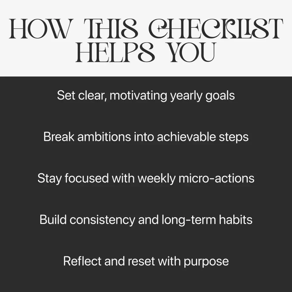 Your Actionable Self-Improvement Checklist | Printable Goal Planner | Yearly Goals for Self Improvement | Personal Growth Digital Download