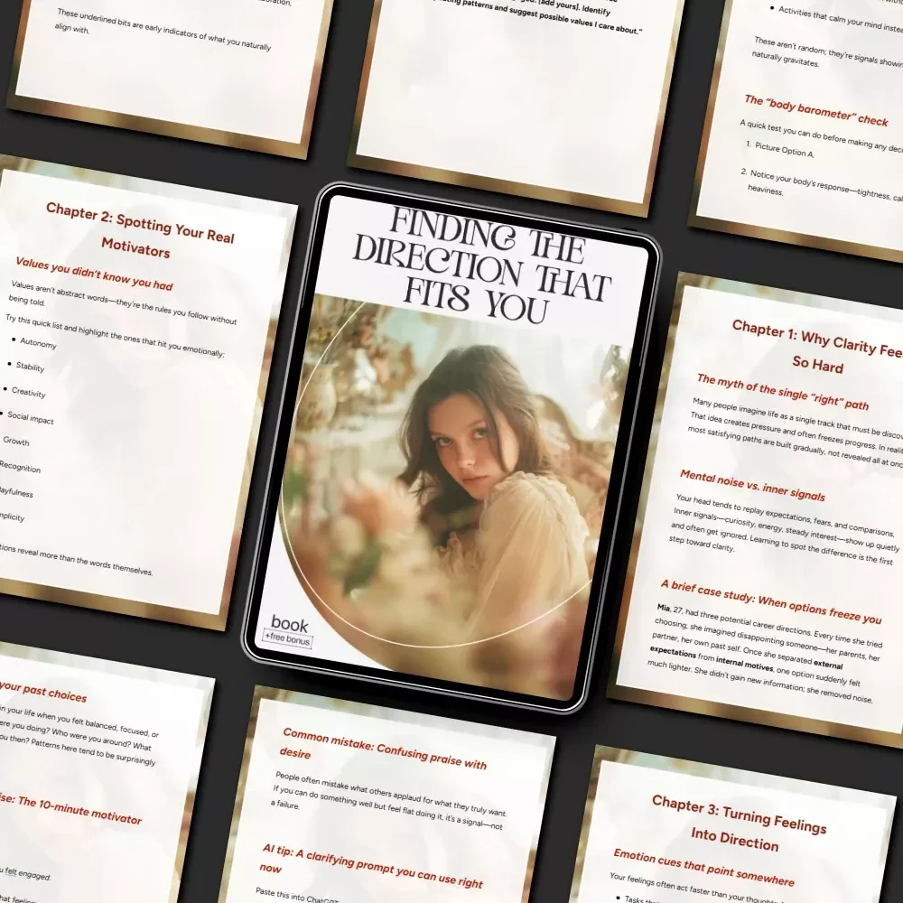 Finding the Direction That Fits You | Digital Self-Discovery Guide, Career Clarity eBook & Personal Growth Workbook for Overthinkers and Multi-Passionate Souls