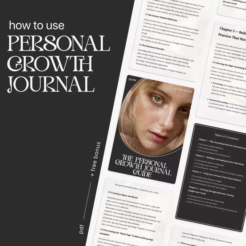 The Personal Growth Journal Guide | Printable Reflection Workbook | How to Use Journaling for Personal Growth