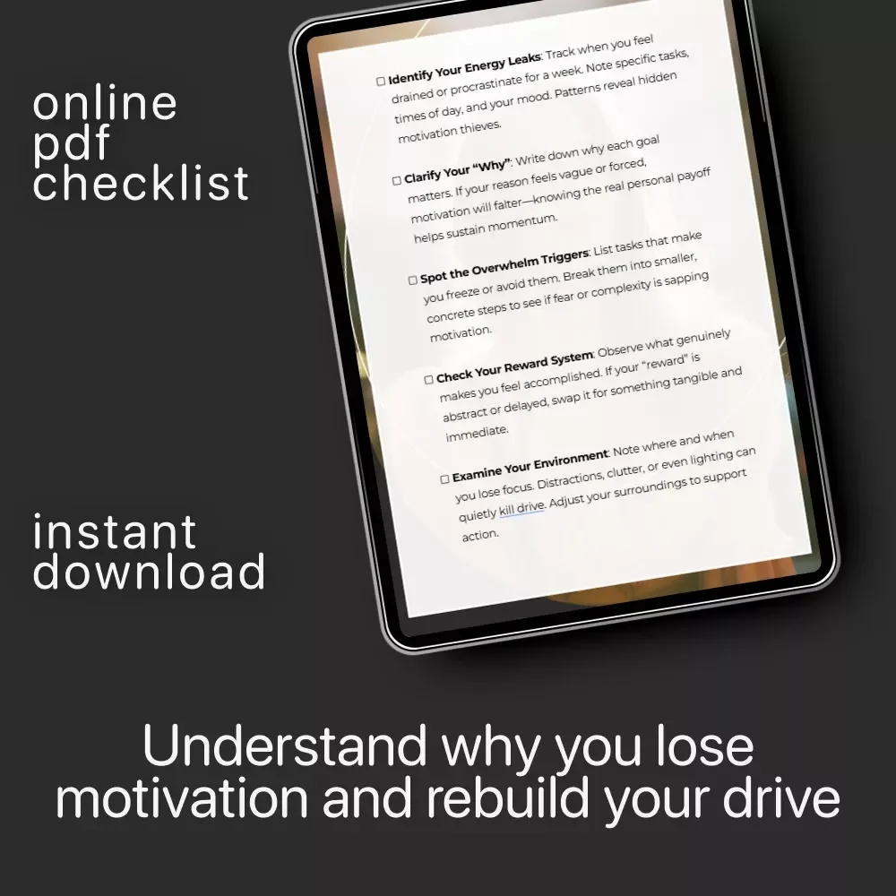 Your Checklist to Understand Why You Lose Drive – Motivation Checklist, Productivity Guide & Self-Improvement Digital Download