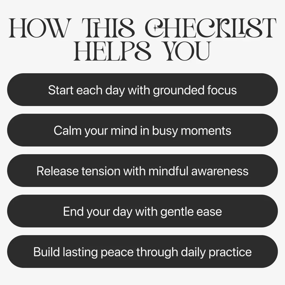 The Inner Calm Daily Practice | Printable Mindfulness Checklist for Stress Relief & Peaceful Living | How to Develop Inner Calm Through Daily Habits