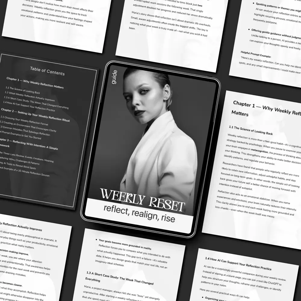 Weekly Reset: Reflect, Realign, Rise | Guided Reflection Workbook | How to Reflect on Your Week Effectively