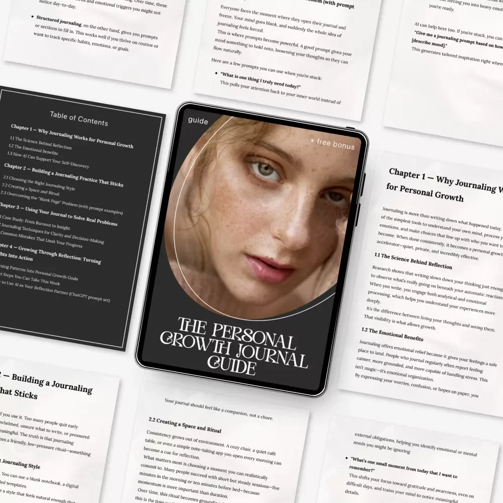 The Personal Growth Journal Guide | Printable Reflection Workbook | How to Use Journaling for Personal Growth