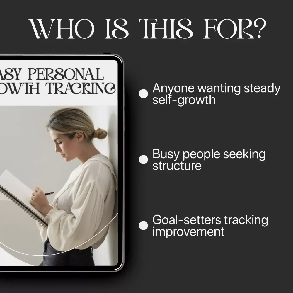 Easy Personal Growth Tracking | Printable eBook & Digital Guide | Learn How to Track Personal Development Progress Easily