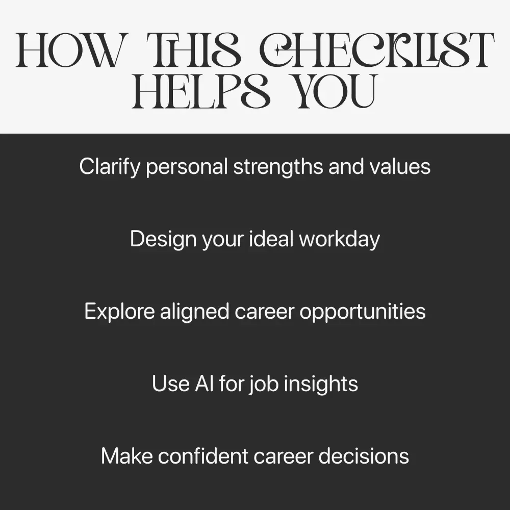 Find Your Fit Checklist | How to Pick a Job That Fits Your Goals | Career Decision Guide, Digital Download, Printable Checklist for Job Seekers