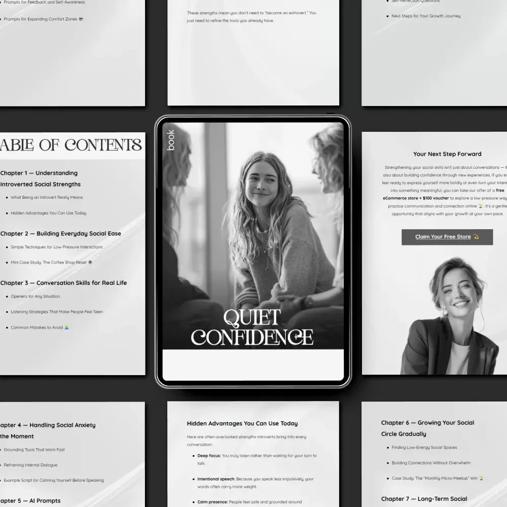 Quiet Confidence — A Growth-Focused Introvert’s Guide to Social Ease | How to Build Social Skills as an Introvert | Digital eBook & Checklist