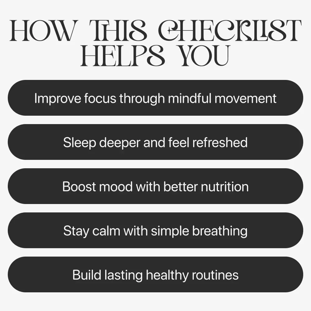 Boost Your Mental Health Through Physical Habits | Printable Daily Wellness Checklist & Self-Care Planner | Digital Guide on How to Improve Mental Health via Physical Habits