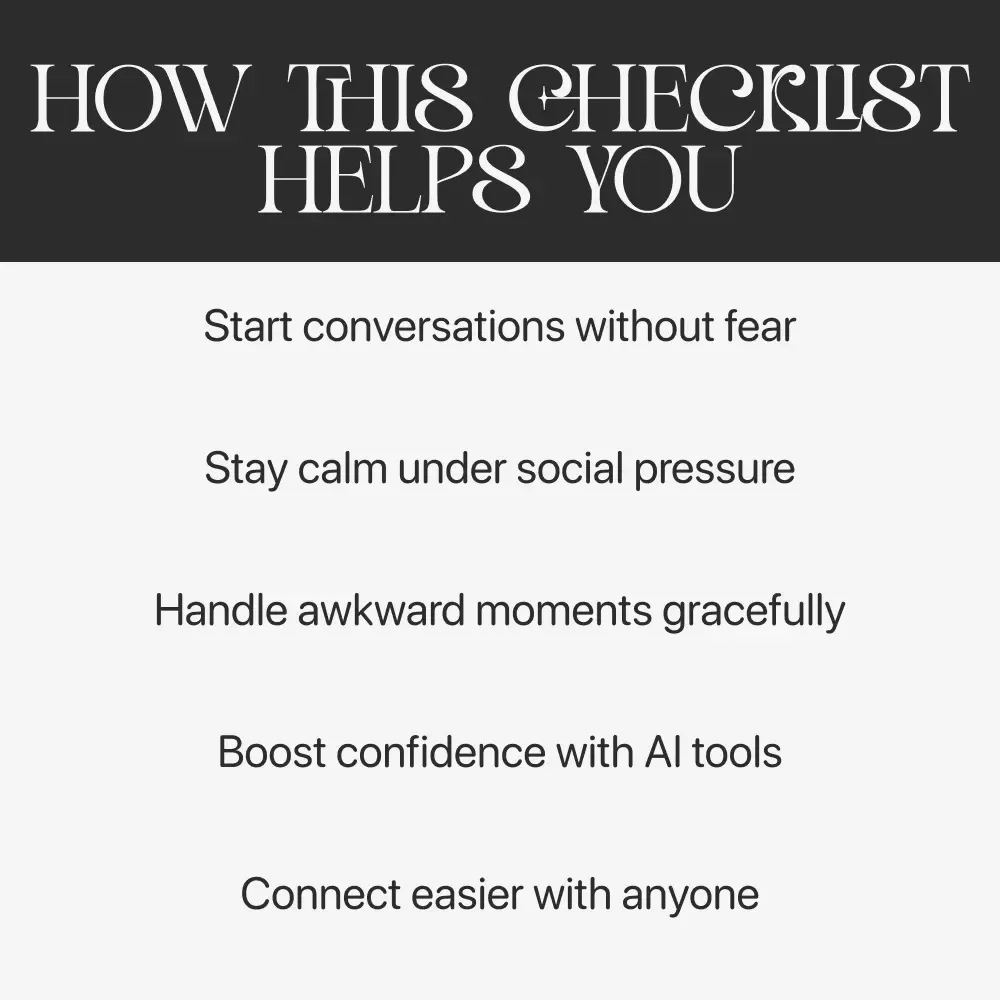 Confidence in Any Room – Social Confidence Checklist | Practical ways to feel confident in social situations | Downloadable Social Skills Guide