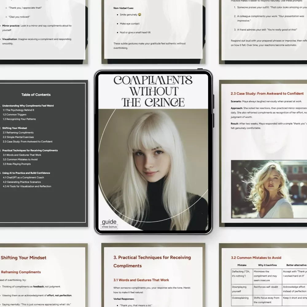 Compliments Without the Cringe | Confidence-Building Guide for How to Stop Feeling Weird About Compliments | Self-Improvement eBook Download