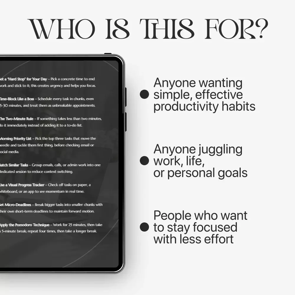 Actionable Techniques to Get Stuff Done | Printable Checklist for Self Productivity Techniques | Productivity Digital Download