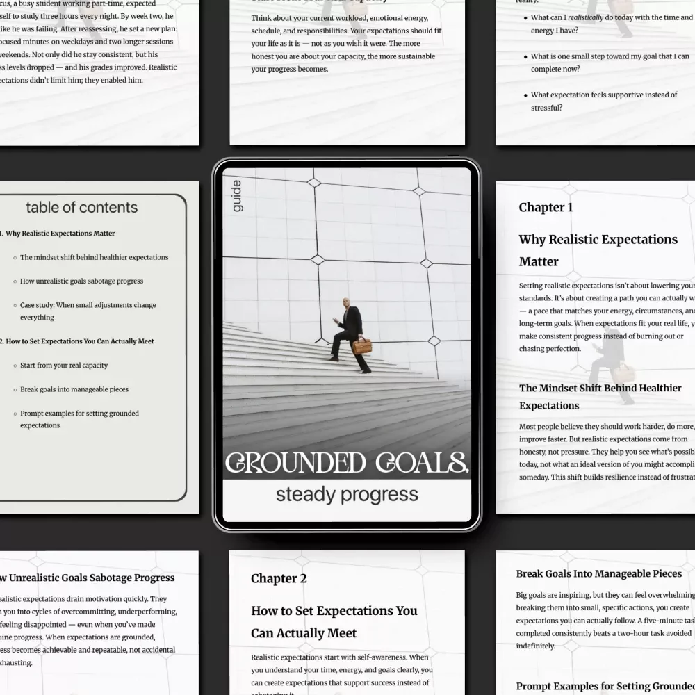 Grounded Goals, Steady Progress | Digital Self-Improvement Guide | Practical eBook on How to Set Realistic Expectations for Yourself