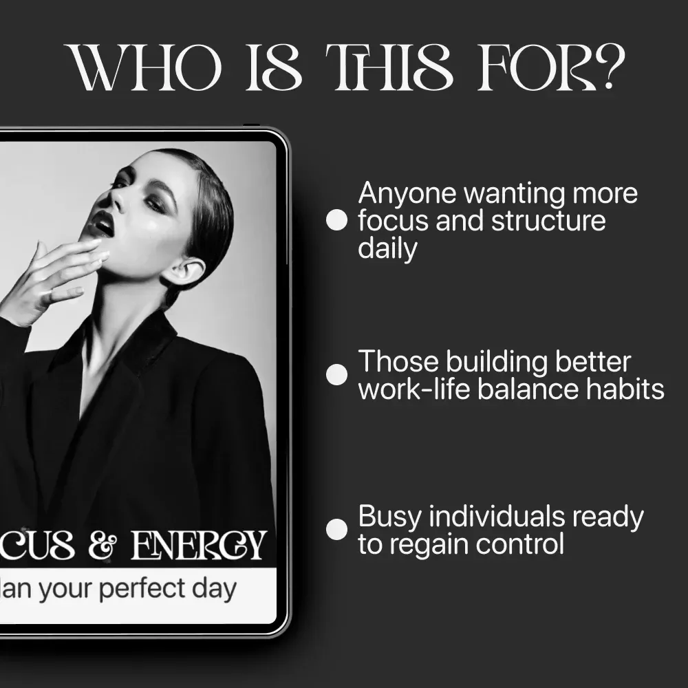 Focus & Energy: Plan Your Perfect Day | Printable Daily Routine Checklist | How to Plan Your Day for Focus and Energy