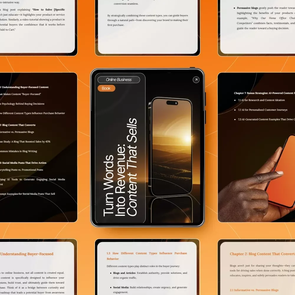 Turn Words Into Revenue: Content That Sells | Ebook for Entrepreneurs, Marketers & Content Creators | Learn Content Types That Bring Buyers