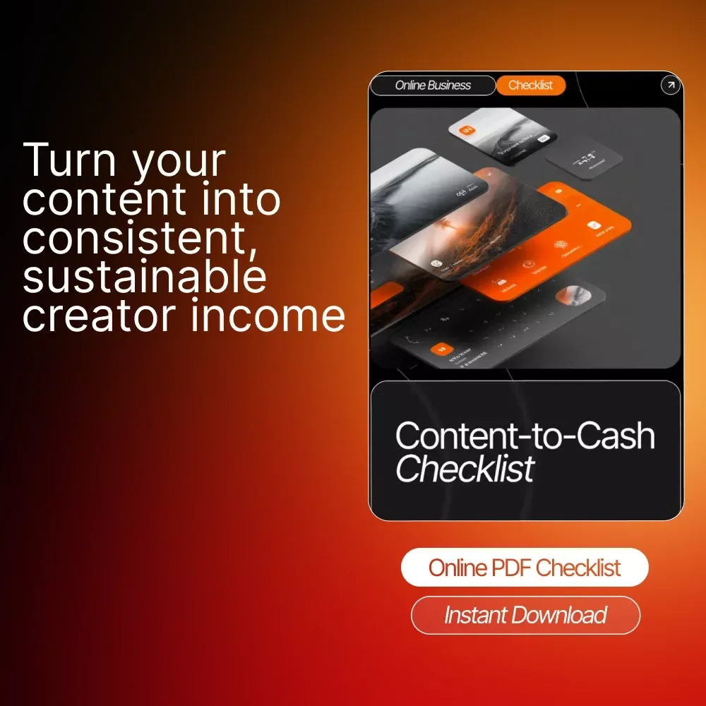 Content-to-Cash Checklist | Creator Tips for Steady Income | Digital Download for Coaches, Creators & Entrepreneurs