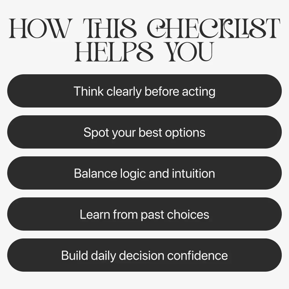 Sharp Choices: Your Daily Decision-Making Checklist | Digital Download | How to Improve Decision-Making Skills