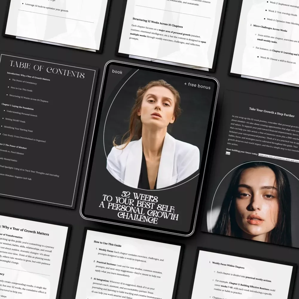 52 Weeks to Your Best Self: A Personal Growth Challenge | 52 Week Personal Development Challenge eBook, Self Improvement Planner, Mindset & Habits Guide