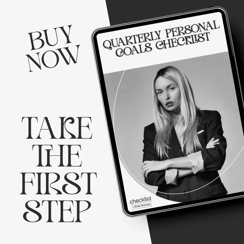 Quarterly Personal Goals Checklist – Printable & Digital Planner Guide | how to set quarterly personal goals | Productivity Workbook for Focus, Reflection & Goal Tracking