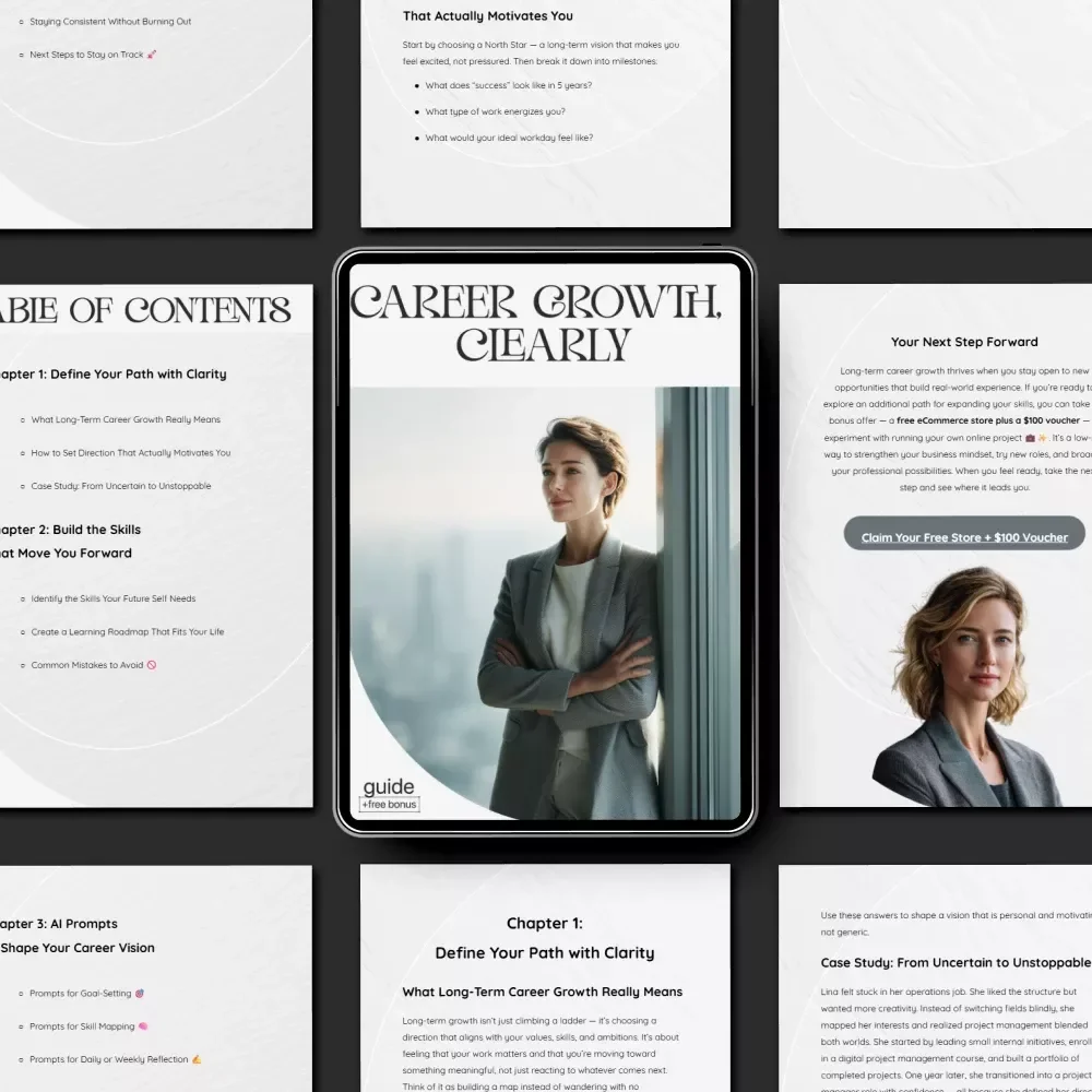Career Growth, Clearly – Career Growth Guide, Digital Download, Career Planning eBook, Skill-Building Checklist, AI Career Prompts Toolkit