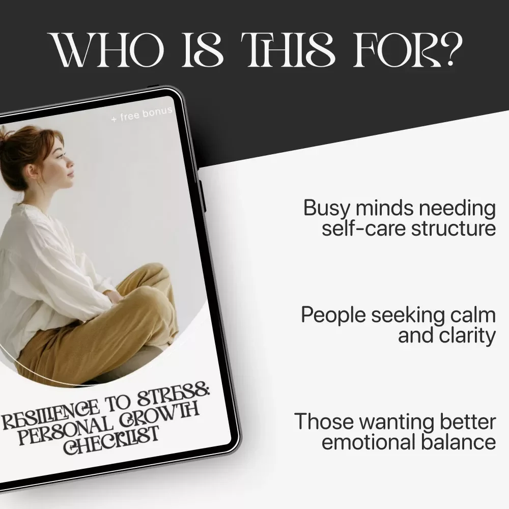 Resilience to Stress: Personal Growth Checklist | Printable Self-Improvement Guide for Emotional Strength & Mental Wellness | Digital PDF on How to Build Resilience to Stress