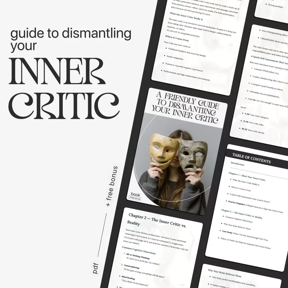 A Friendly Guide to Dismantling Your Inner Critic | Transform Negative Self-Talk & Learn How to Stop My Inner Critic | Digital eBook for Emotional Growth