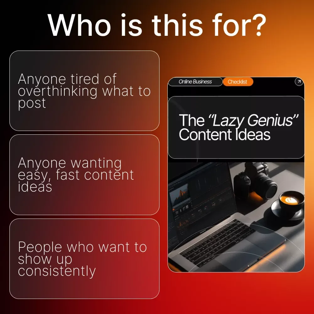 The “Lazy Genius” Content Ideas Checklist | Viral Content Ideas, Social Media Prompts, Creator Inspiration, Digital Download for Easy Content Creation