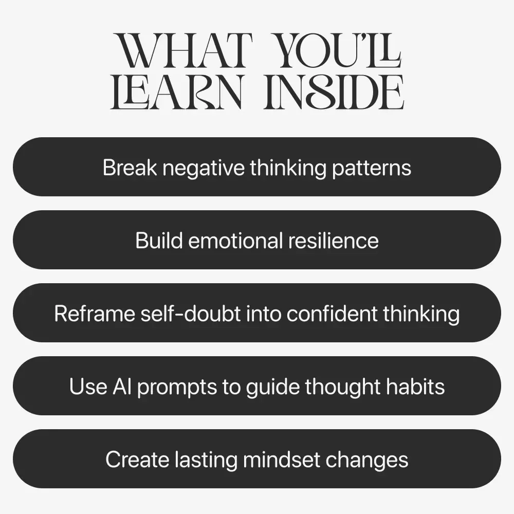 Outsmart Your Own Negative Mind | Self-Help eBook for Reframing Negative Thoughts, Overcoming Self-Doubt, Mindset Reset Guide, AI Mental Wellness Prompts | Digital Download