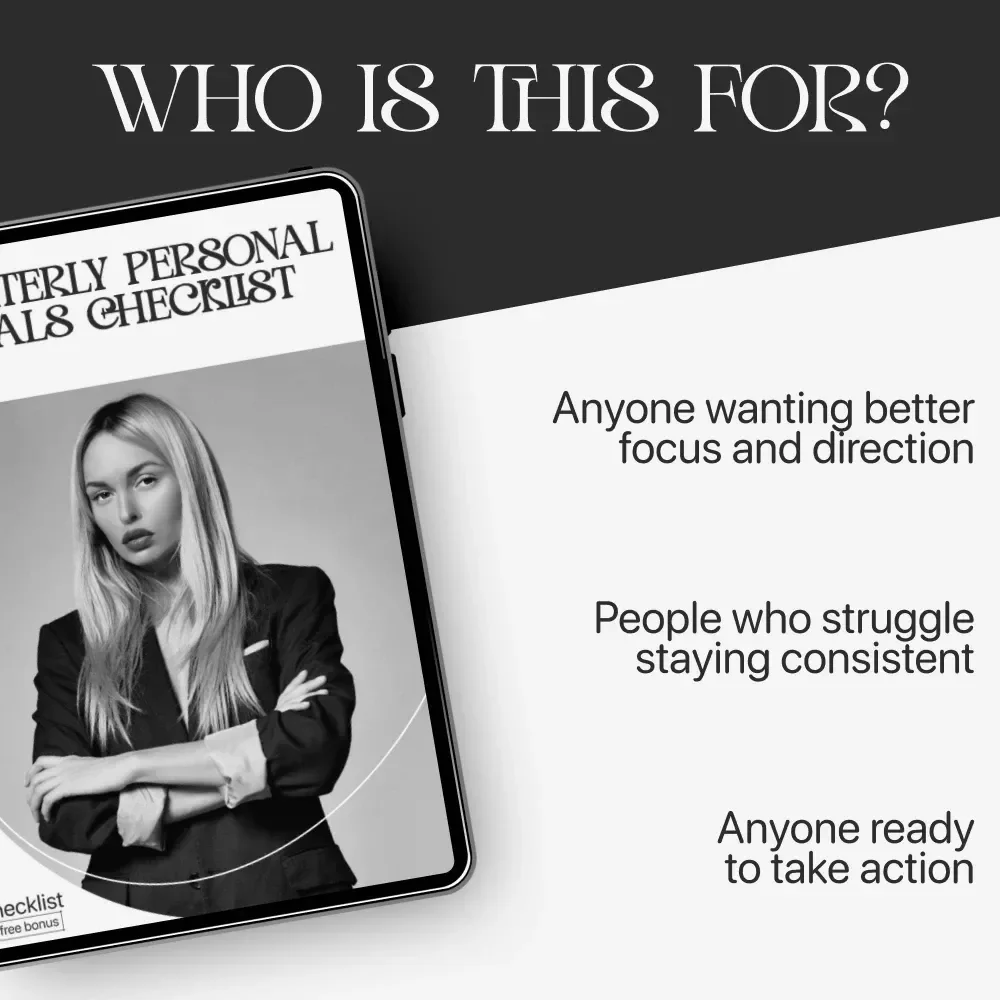 Quarterly Personal Goals Checklist – Printable & Digital Planner Guide | how to set quarterly personal goals | Productivity Workbook for Focus, Reflection & Goal Tracking
