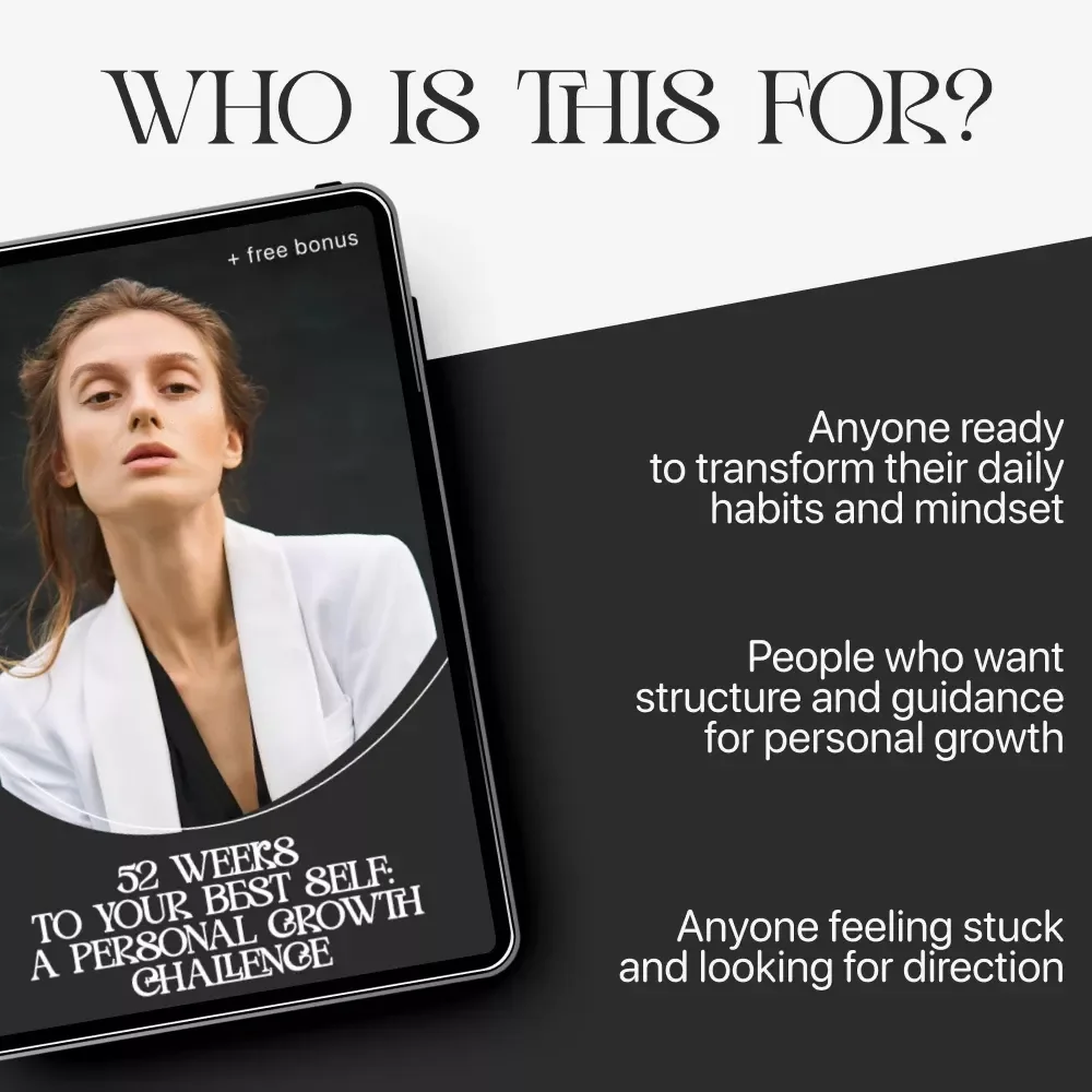 52 Weeks to Your Best Self: A Personal Growth Challenge | 52 Week Personal Development Challenge eBook, Self Improvement Planner, Mindset & Habits Guide