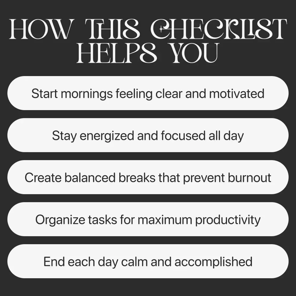 Focus & Energy: Plan Your Perfect Day | Printable Daily Routine Checklist | How to Plan Your Day for Focus and Energy