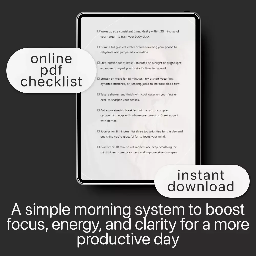 A Morning Routine That Powers Focus | Printable Checklist for Productivity, Daily Ritual Planner, morning routines that fuel focus, Digital Download