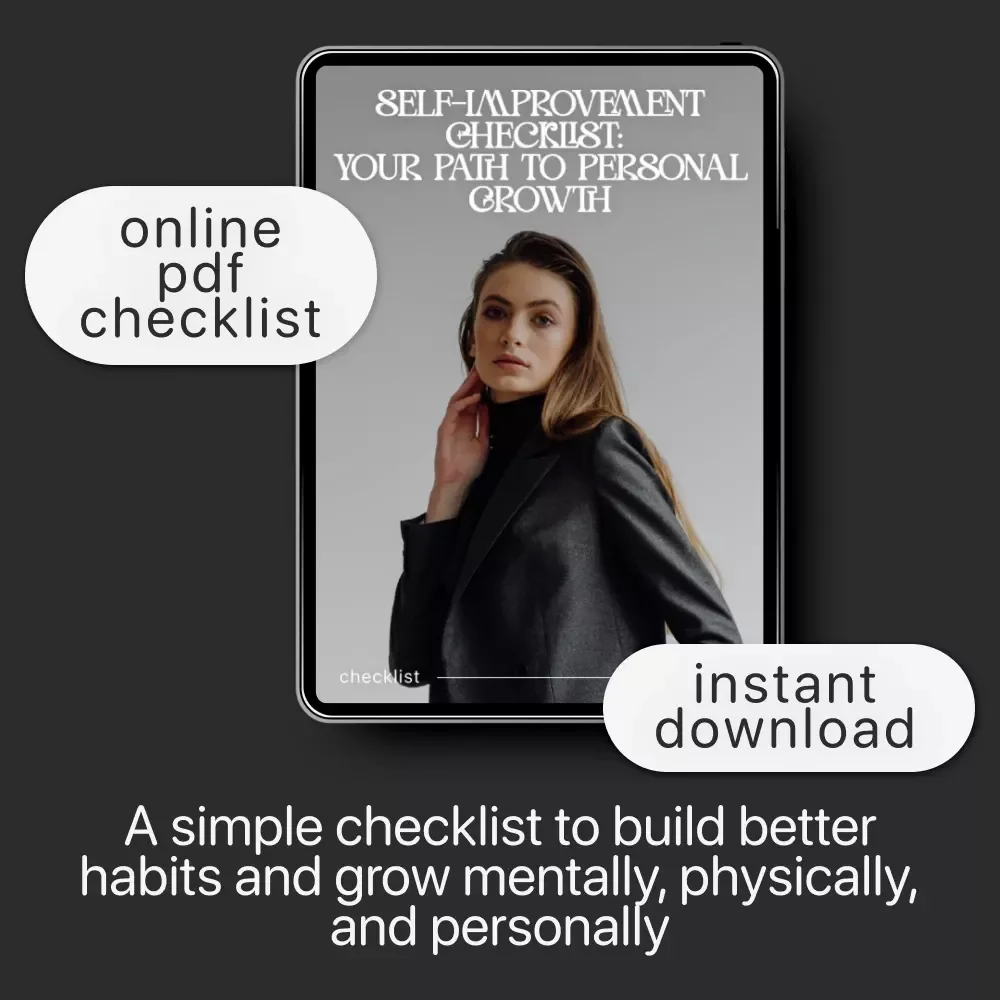 Self-Improvement Checklist: Your Path to Personal Growth | Printable & Digital Self Improvement Checklist for Daily Motivation, Habit Building & Personal Development