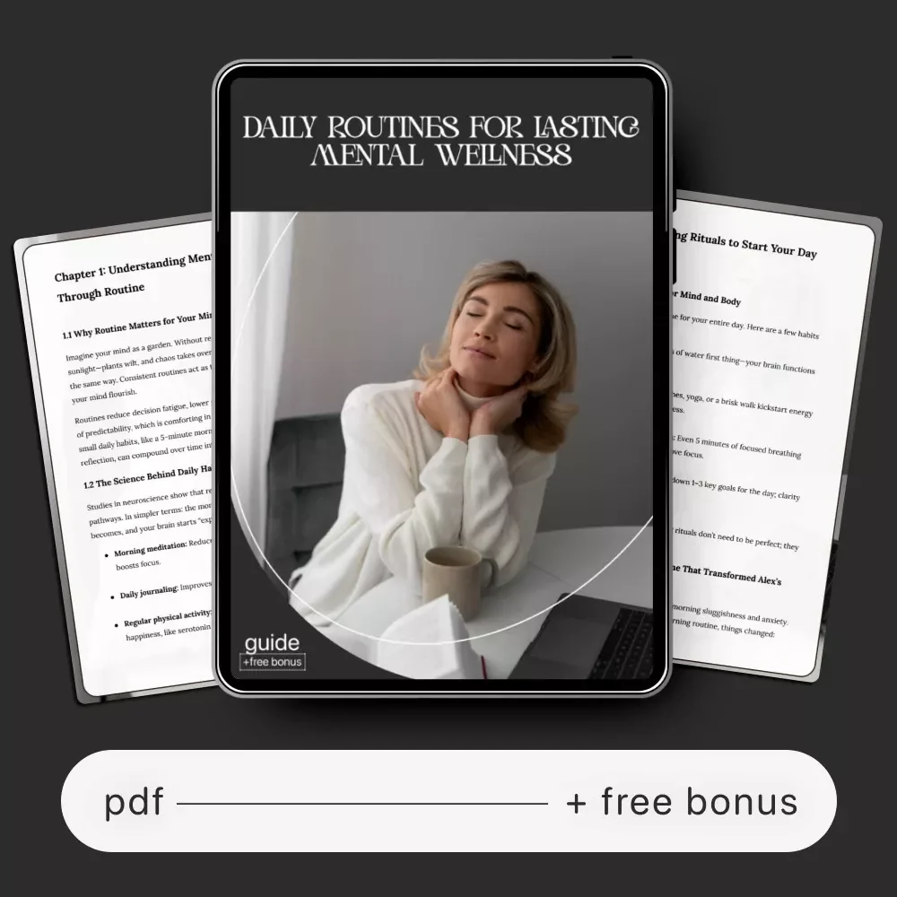 Daily Routines for Lasting Mental Wellness | Digital Guide for routines for mental wellness, Morning & Evening Rituals, Mindfulness Habits, Self-Care Planning Printable
