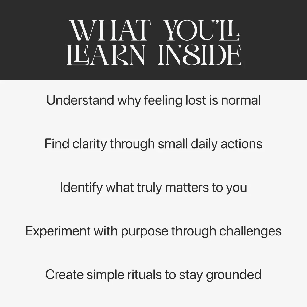 Finding Purpose When Life Feels Lost | Self-Discovery Digital Guide | Learn ways to find purpose when life feels aimless | Printable Workbook for Clarity, Motivation, and Direction