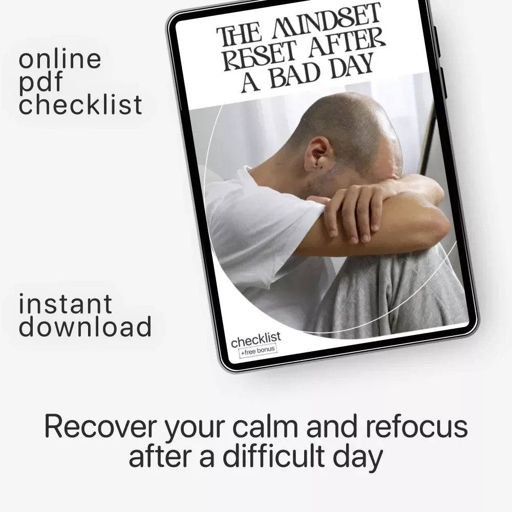 The Mindset Reset After a Bad Day | Printable Self-Care Checklist for Emotional Balance & Reflection | How to Reset Your Mindset After a Bad Day