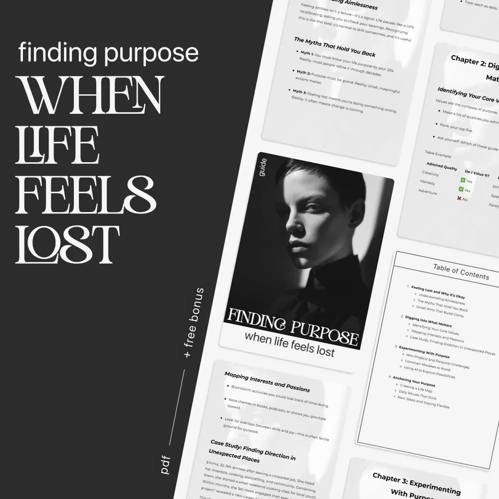 Finding Purpose When Life Feels Lost | Self-Discovery Digital Guide | Learn ways to find purpose when life feels aimless | Printable Workbook for Clarity, Motivation, and Direction