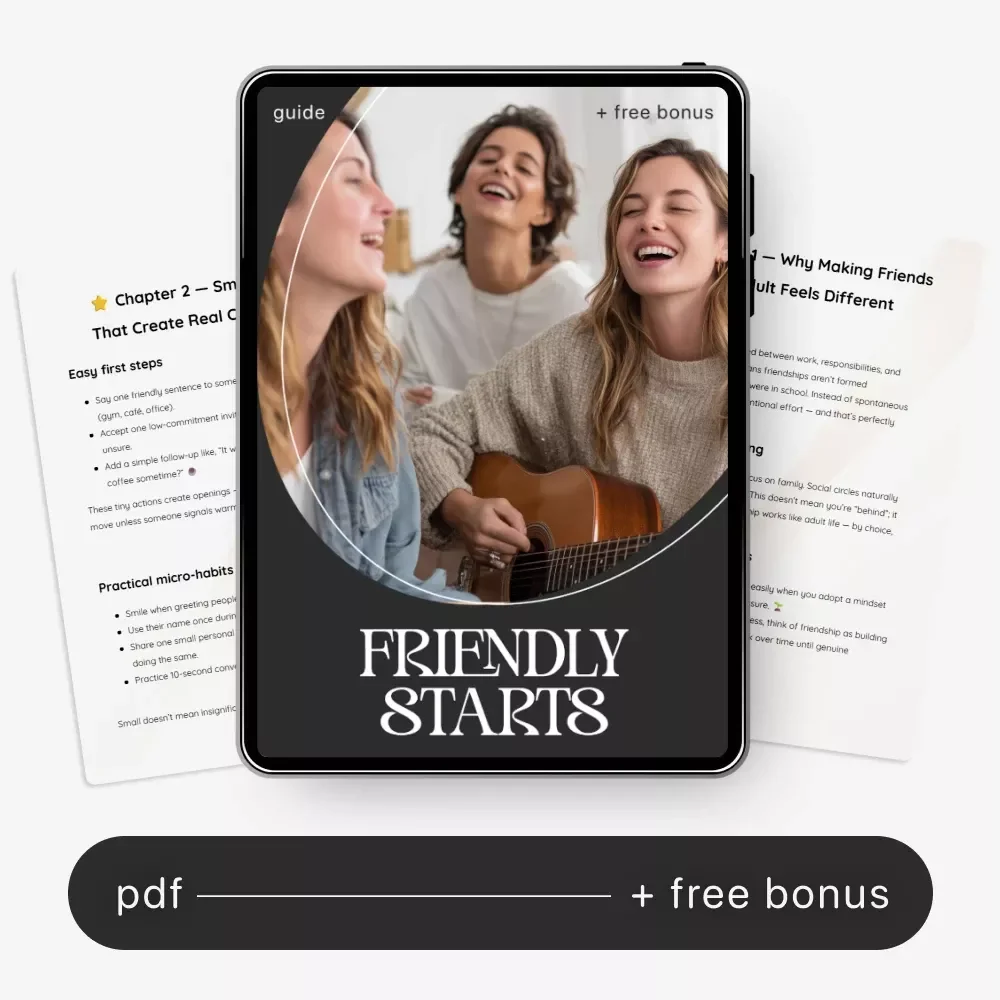 Friendly Starts — Adult Friendship Guide | Make New Friends | Social Confidence Workbook | Digital Download