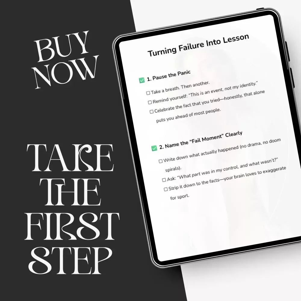 Turning Failure Into Lesson Checklist | how to turn failure into a learning moment | Growth Mindset Printable, Self-Reflection & Personal Development Guide