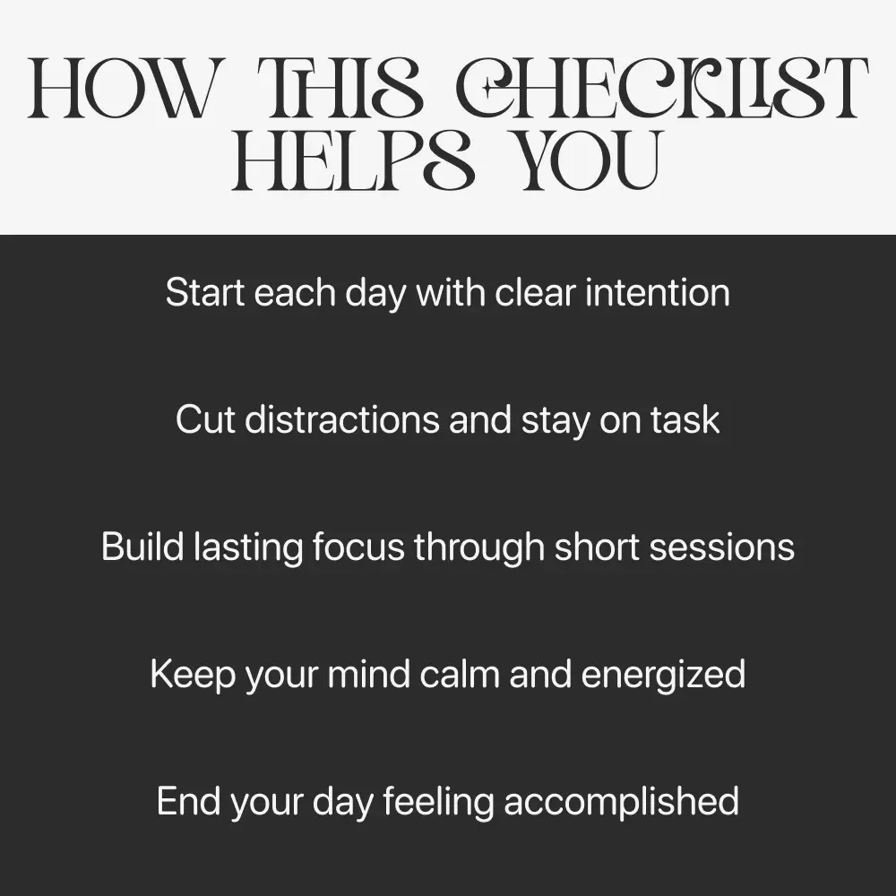 The Daily Focus-Boosting Routine | Printable Productivity Checklist | Digital Download on How to Improve Focus Through Simple Routines
