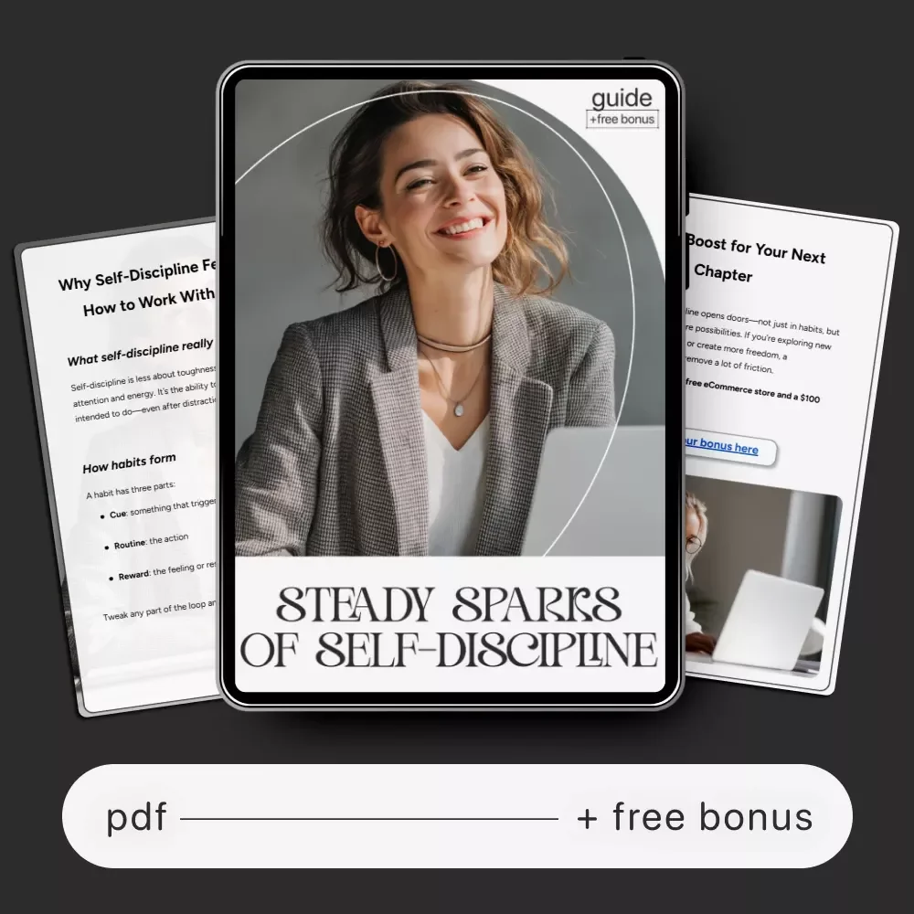 Steady Sparks of Self-Discipline | Self-Discipline Practices Guide for Consistent Habits, Motivation & Everyday Productivity | Digital Download