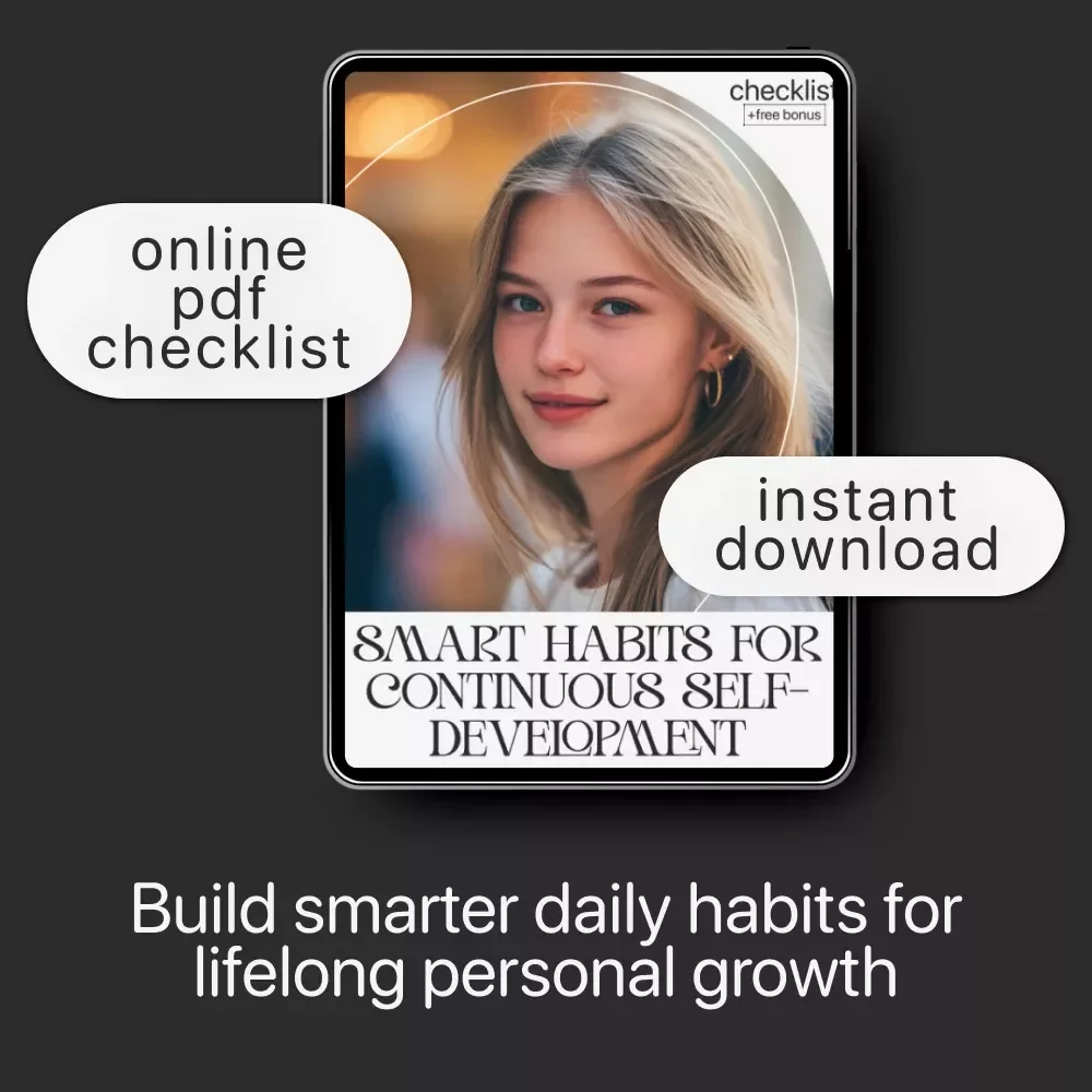 Smart Habits for Continuous Self-Development | Digital Checklist for Smart Habits for Continuous Self Development, Personal Growth Planner & Daily Success Routine