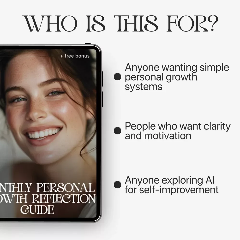 Monthly Personal Growth Reflection Guide | Monthly Personal Growth Reflection Planner, Self Development Workbook, Goal Setting & AI Reflection Prompts