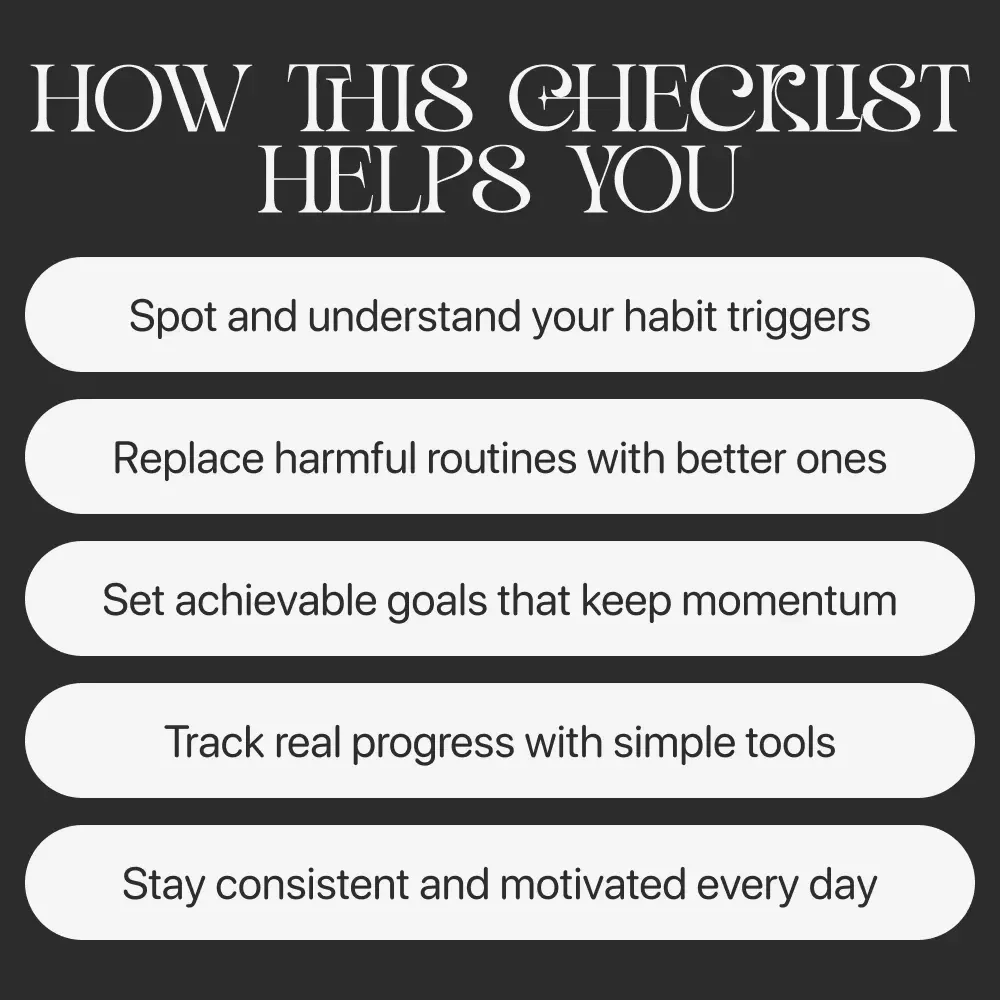 Goodbye Bad Habits: Your Action Checklist | Digital Habit Tracker & Guide | Learn How to Break Bad Habits for Good