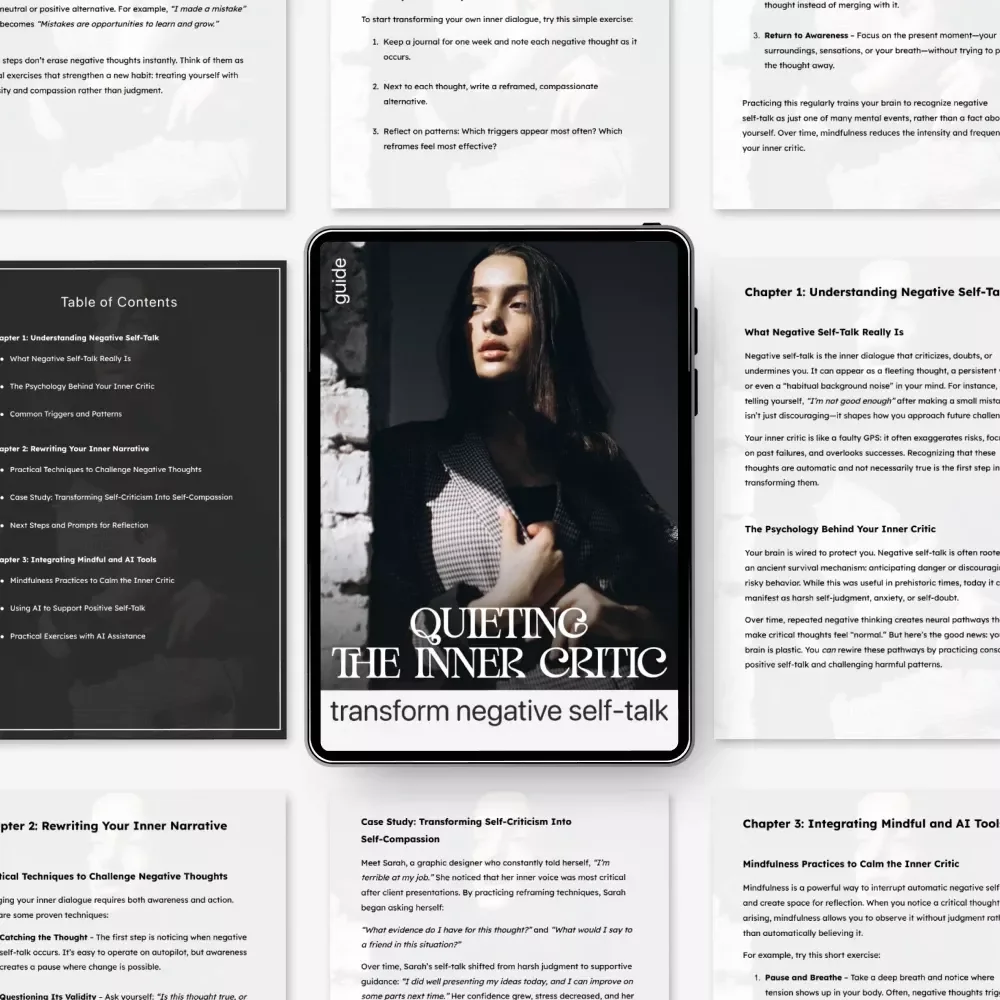 Quieting the Inner Critic: Transform Negative Self-Talk | How to Reduce Negative Self-Talk | Digital Mindfulness & Self-Compassion Guide | Instant Download